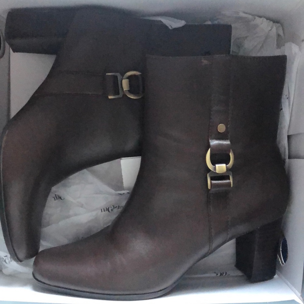 Brown heeled booties